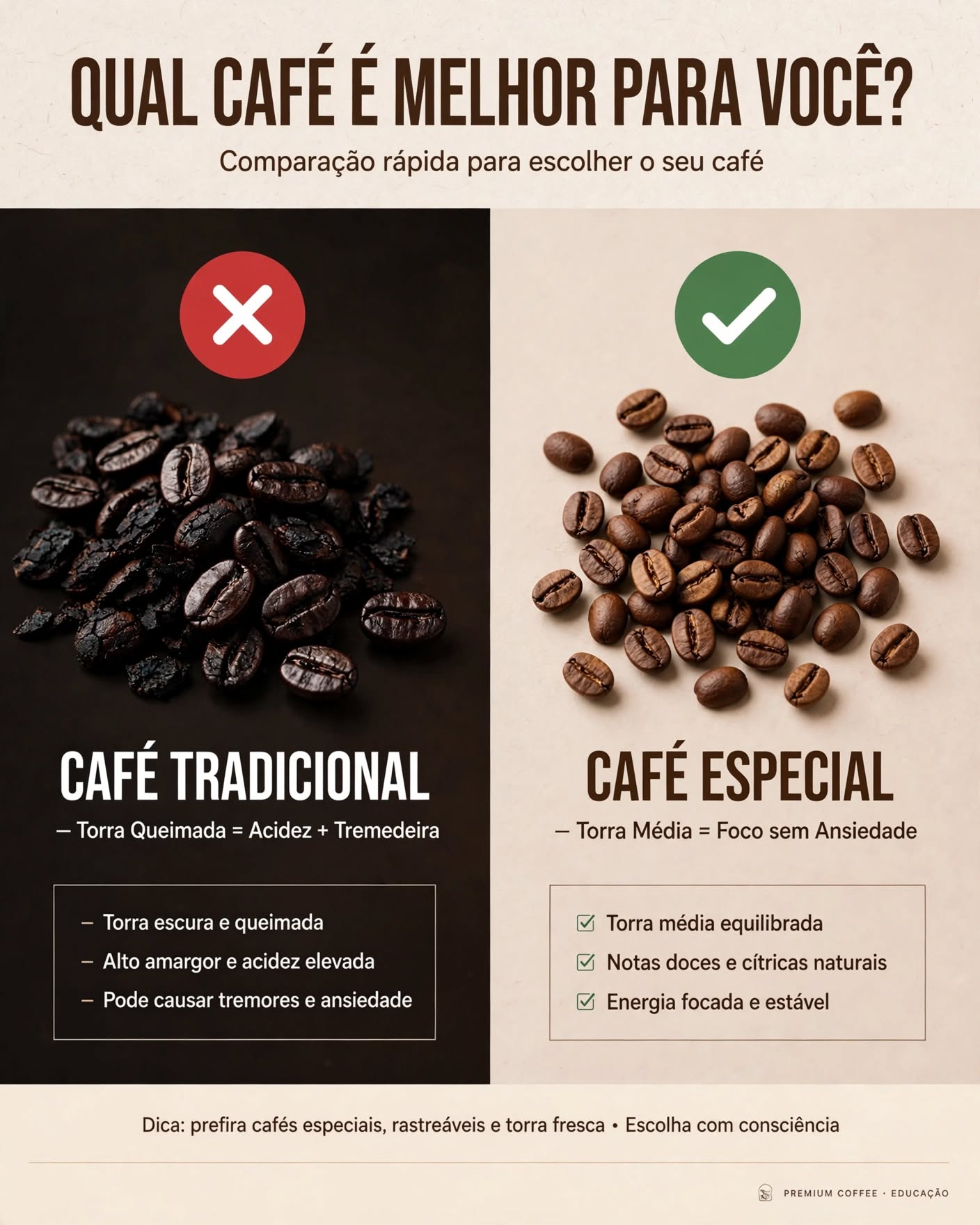 C2 Comparação Café Tradicional vs Especial - Torra Queimada vs Torra Média